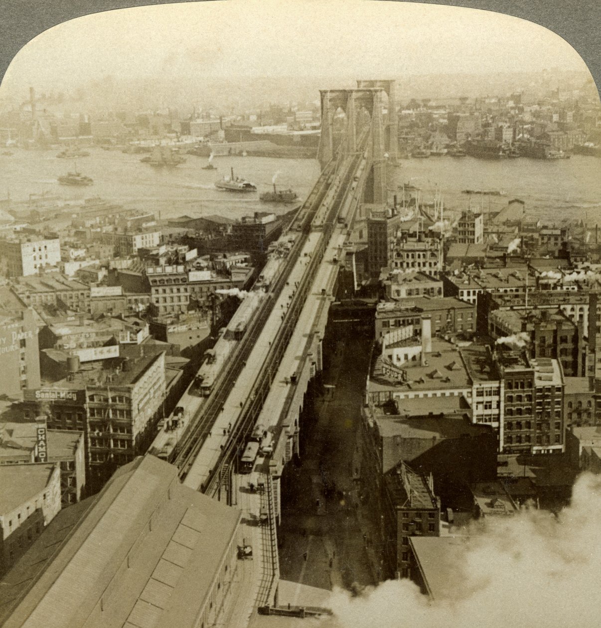 Pont de Brooklyn, New York, USA - Underwood and Underwood