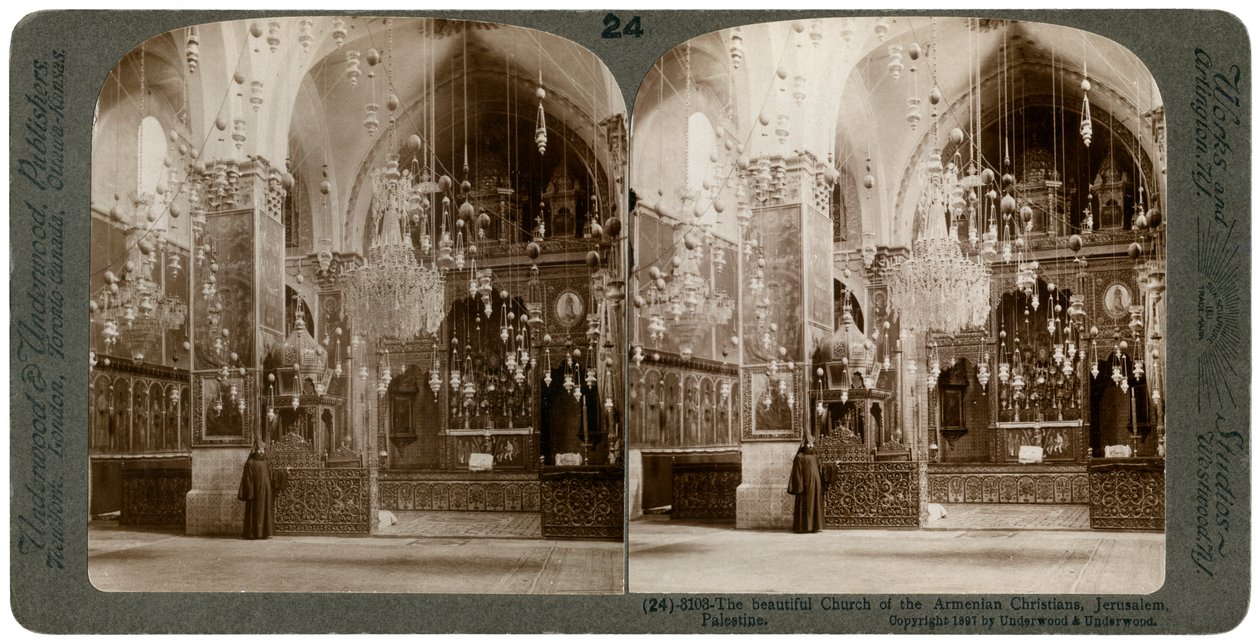 Église des chrétiens arméniens, Jérusalem, Palestine, 1897 - Underwood and Underwood