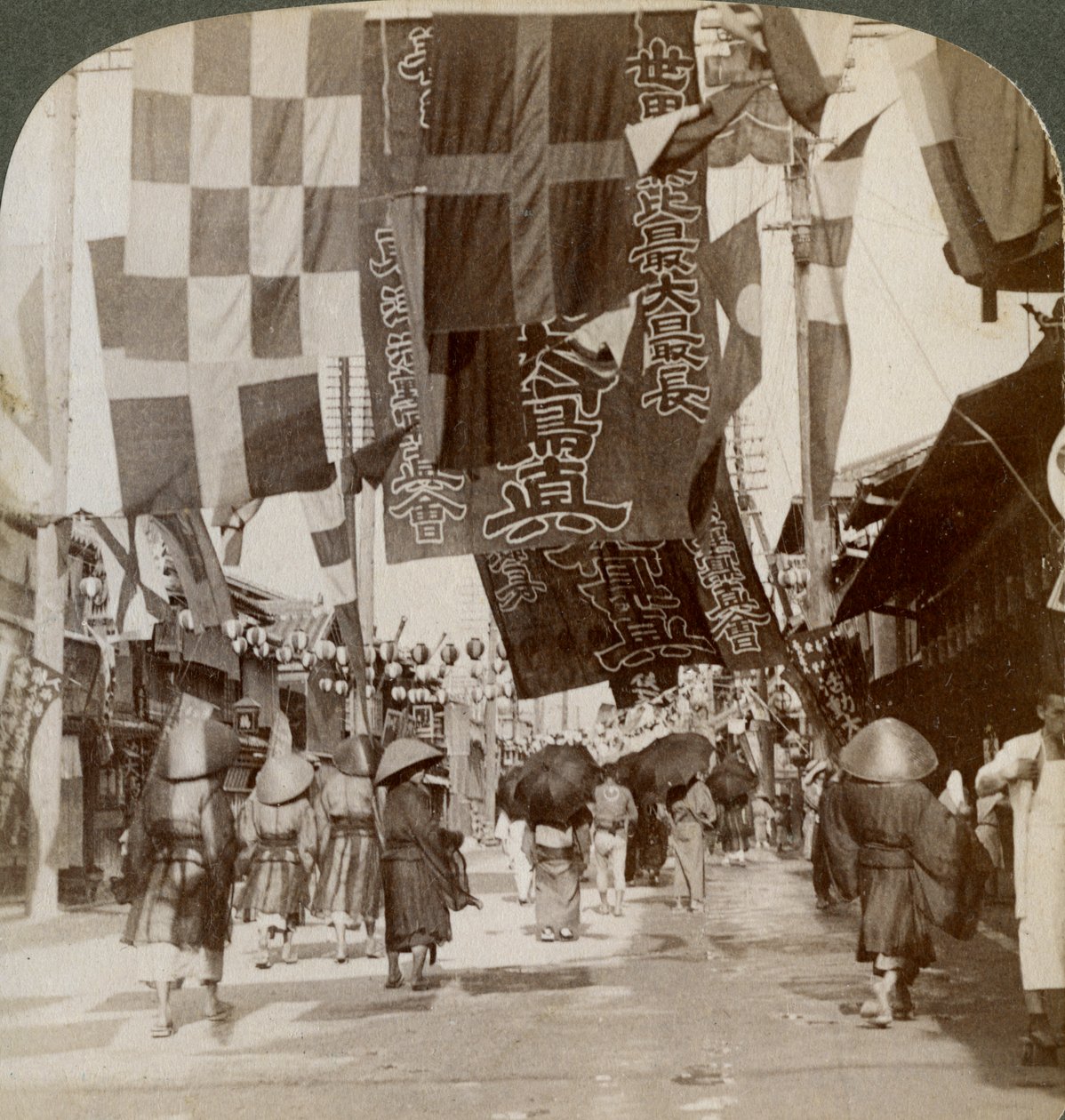 Dotombori, ou rue du théâtre, Osaka, Japon, 1904 - Underwood and Underwood