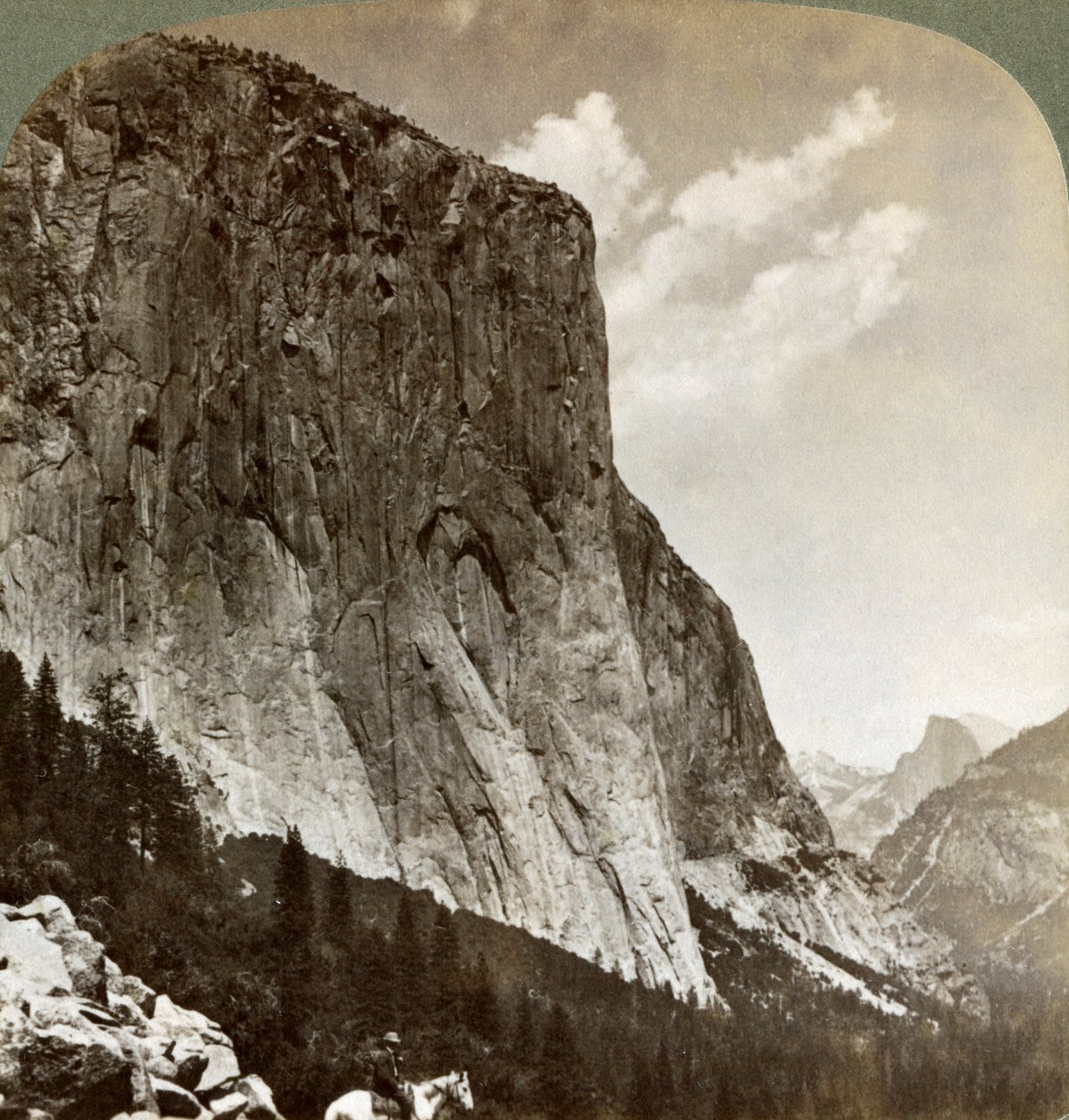 El Capitan et Half Dome, vallée de Yosemite, Californie, USA - Underwood and Underwood