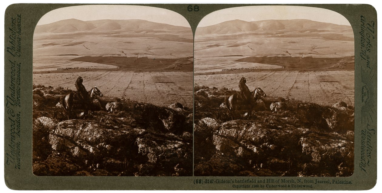 Le champ de bataille de Gédéon et la colline de Moré, au nord de Jezreel, Palestine, 1900 - Underwood and Underwood
