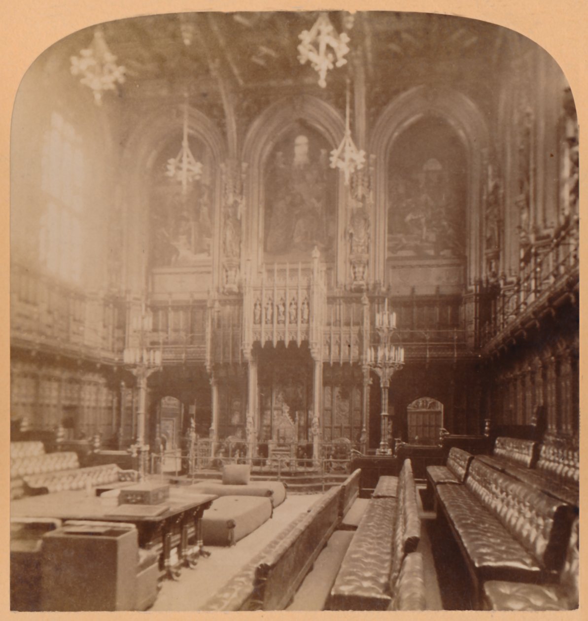 Chambre des Lords, Palais de Westminster, Londres, Angleterre, 1900 - Underwood and Underwood