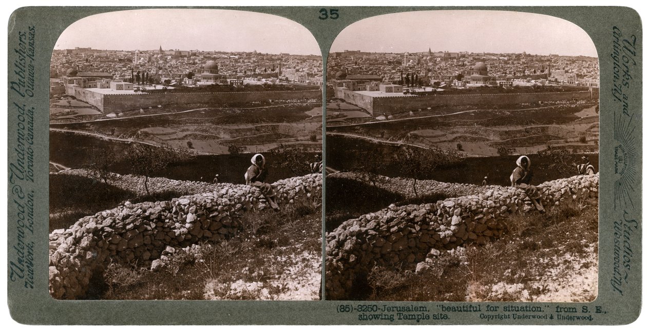 Jérusalem, vue du sud-est, montrant le site du temple, Palestine, années 1900 - Underwood and Underwood