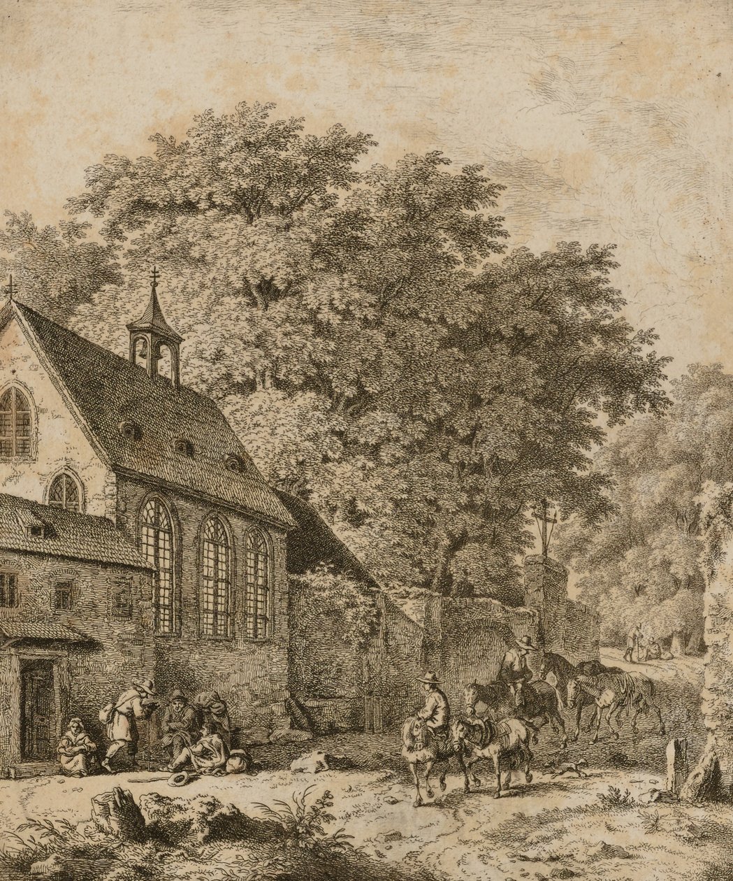 Paysage avec église et paysans - Unidentified