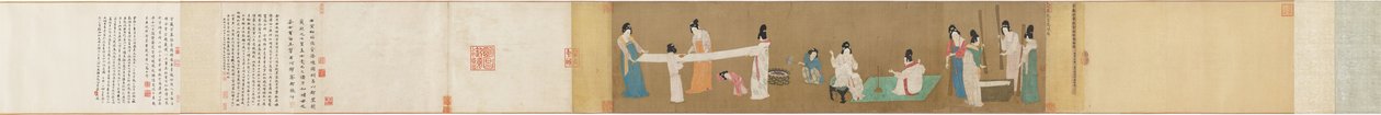 Dames de cour préparant de la soie nouvellement tissée - Unknown