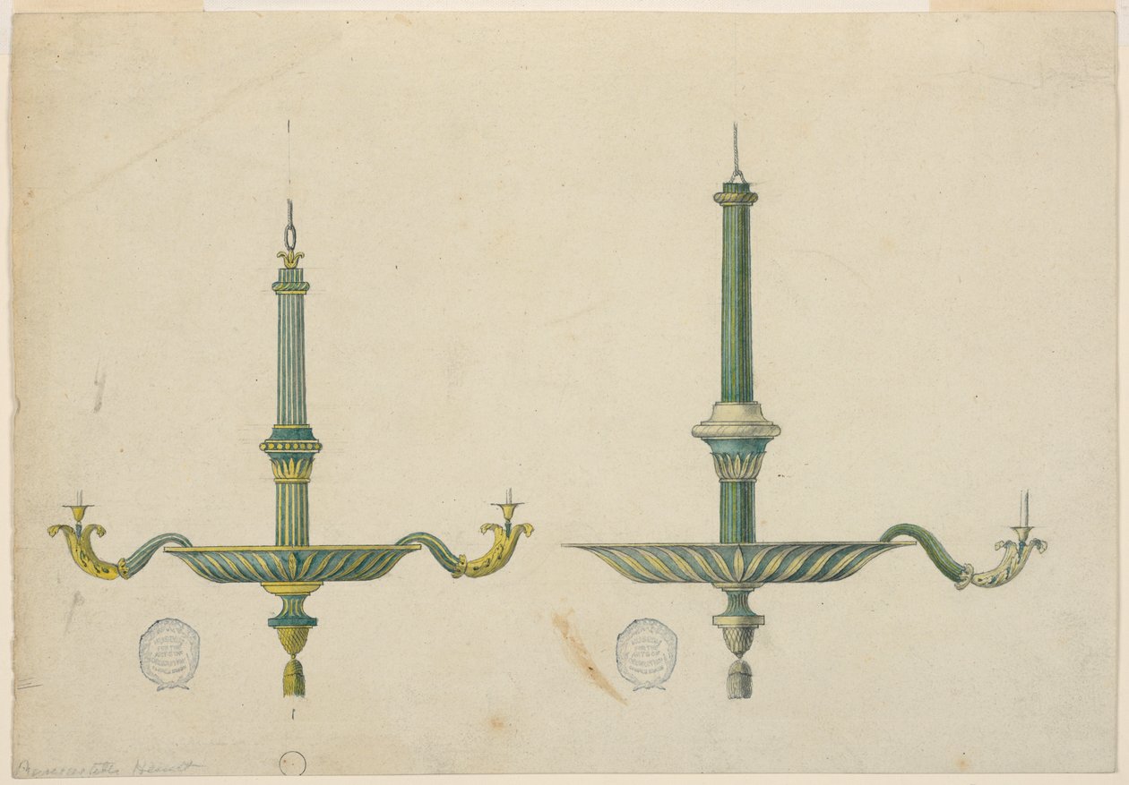 Dessin, deux élévations pour un chandelier - Unknown