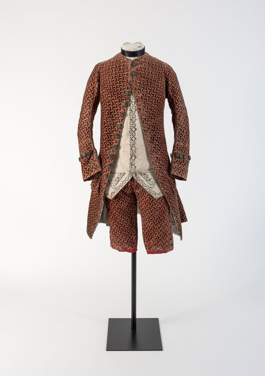 Manteau et culotte en velours rouge tissé pour homme, 1750s - Unbekannt Unbekannt