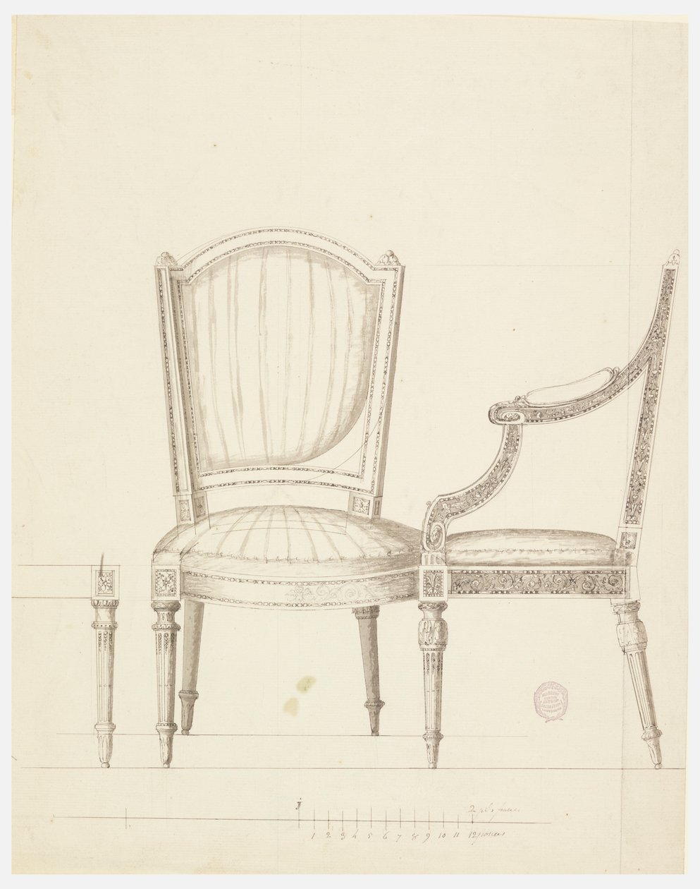 Dessin, Design pour deux chaises avec suggestions alternatives, 1760-65 - Unknown