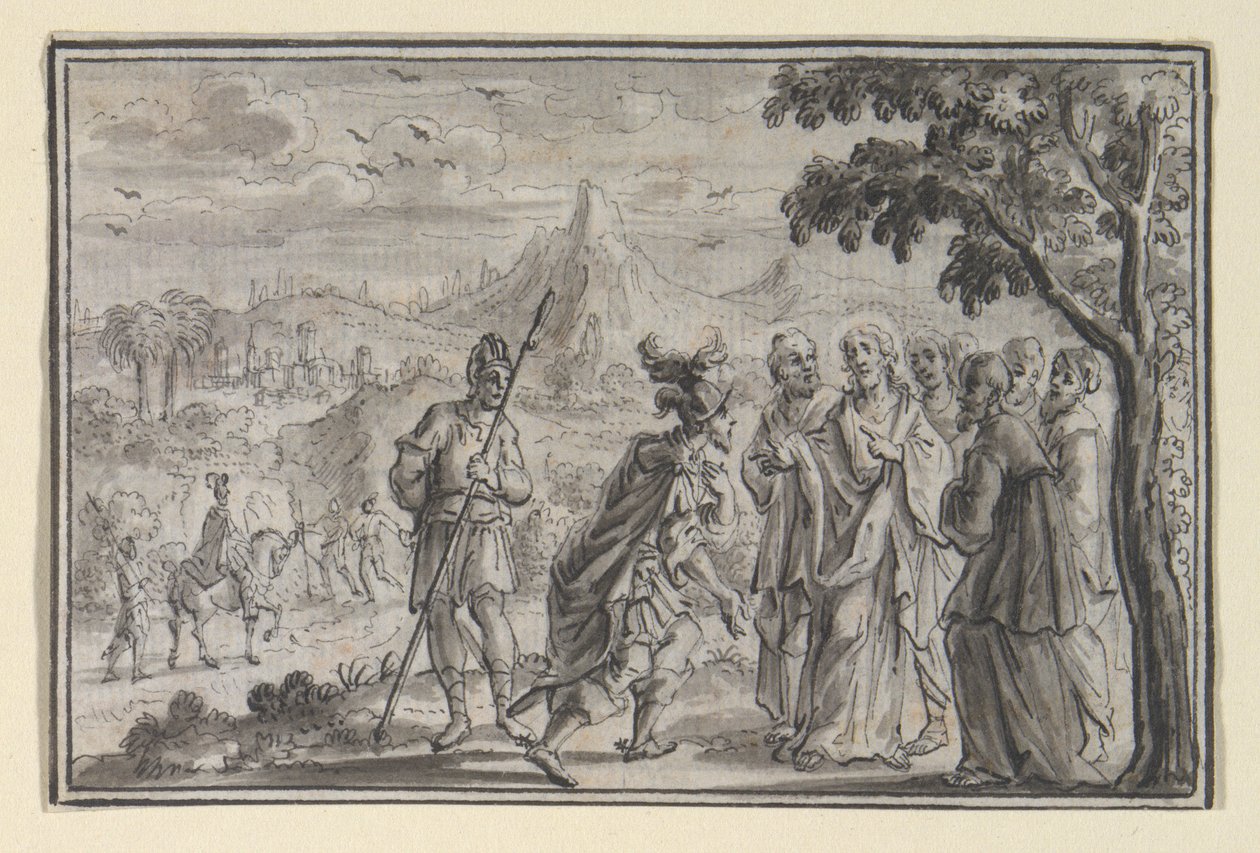 Le centurion implorant le Christ (?) (Luc 7, Mt 8), une des quatre scènes de la vie du Christ - Unknown