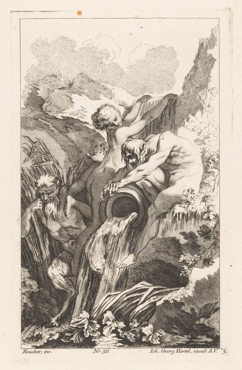 Fontaine avec homme, femme et satyre (série Diverses Fontaines) - Unknown