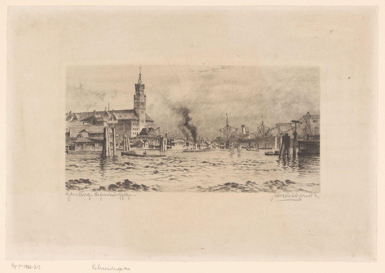 Vue sur Kehrwiederspitze et une église, à Hambourg - Unknown