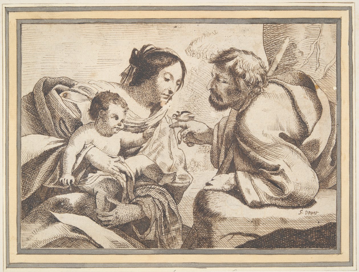Sainte Famille avec un oiseau - Unknown