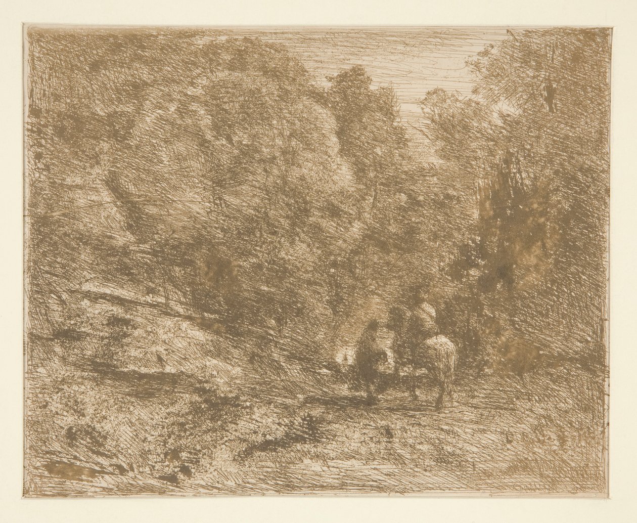 Le cavalier en forêt et le piéton - Unknown