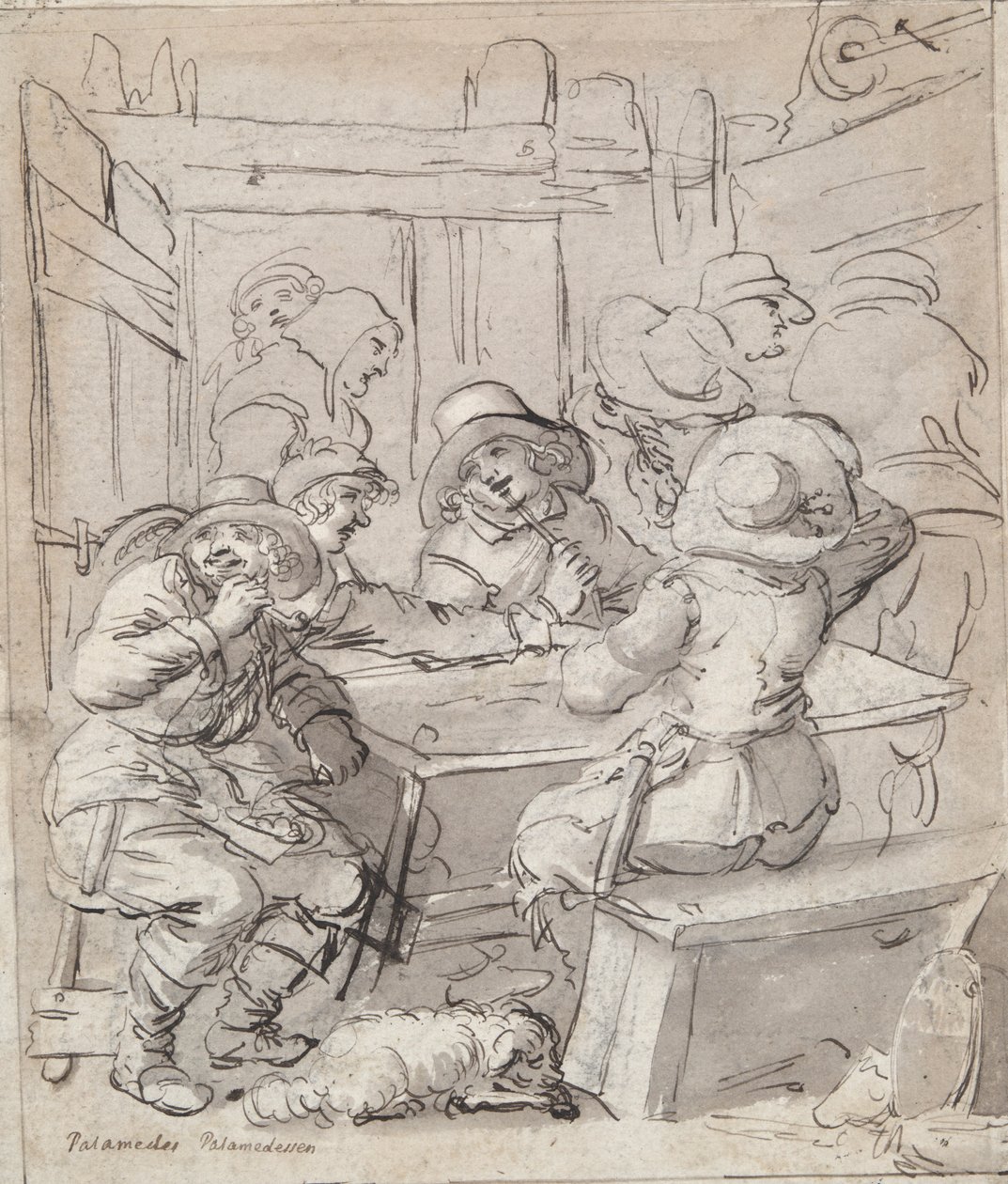 Joyeux Noël (recto); Femme et soldat assis à une table (verso) - Unknown