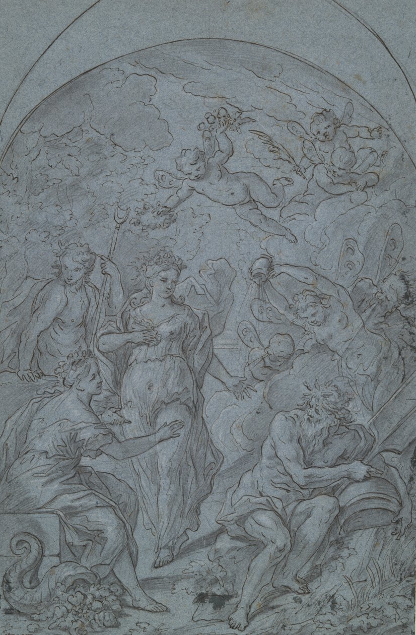 Étude pour une allégorie avec dieu de la rivière et abondance - Unknown