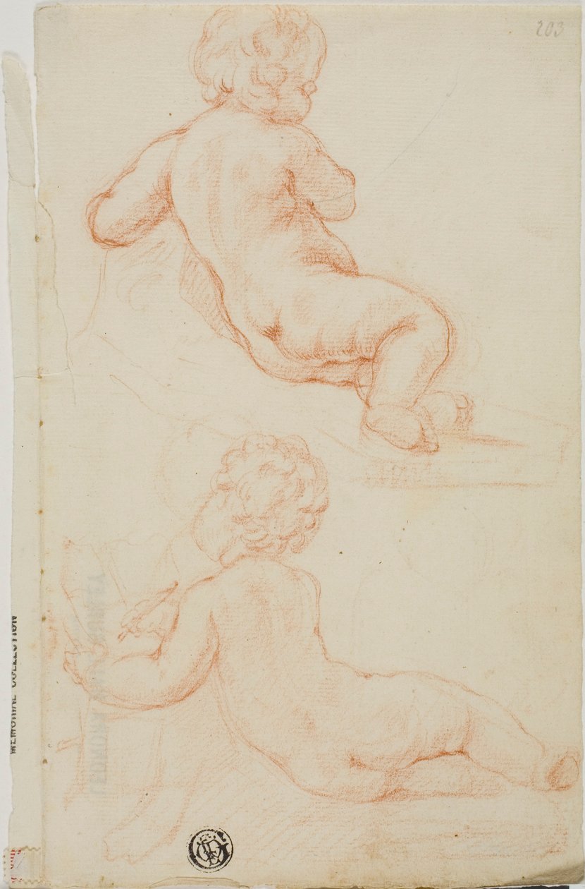 Deux putti vus de dos, l