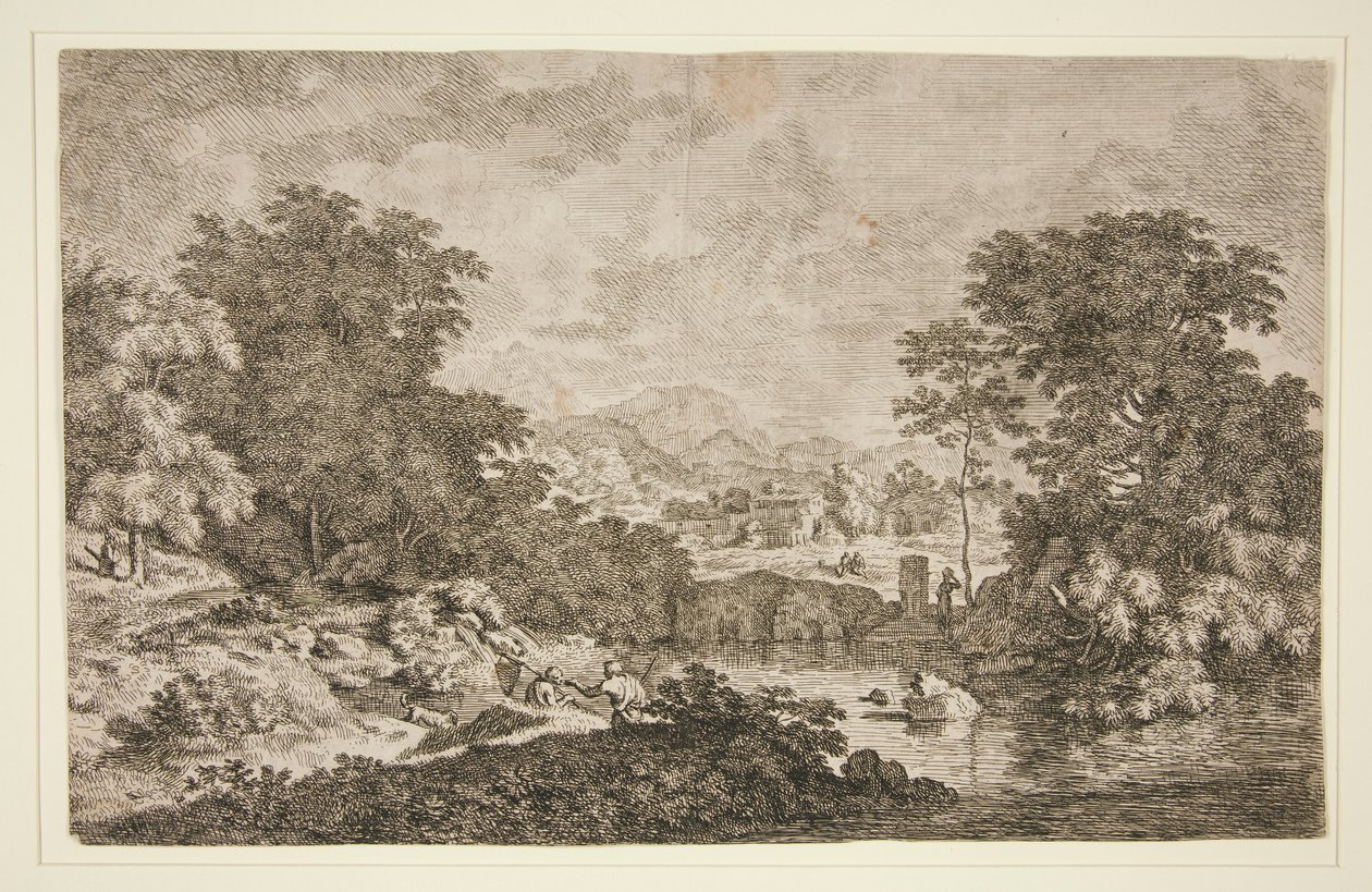 Sans titre [Scène pastorale - paysage montagneux près d