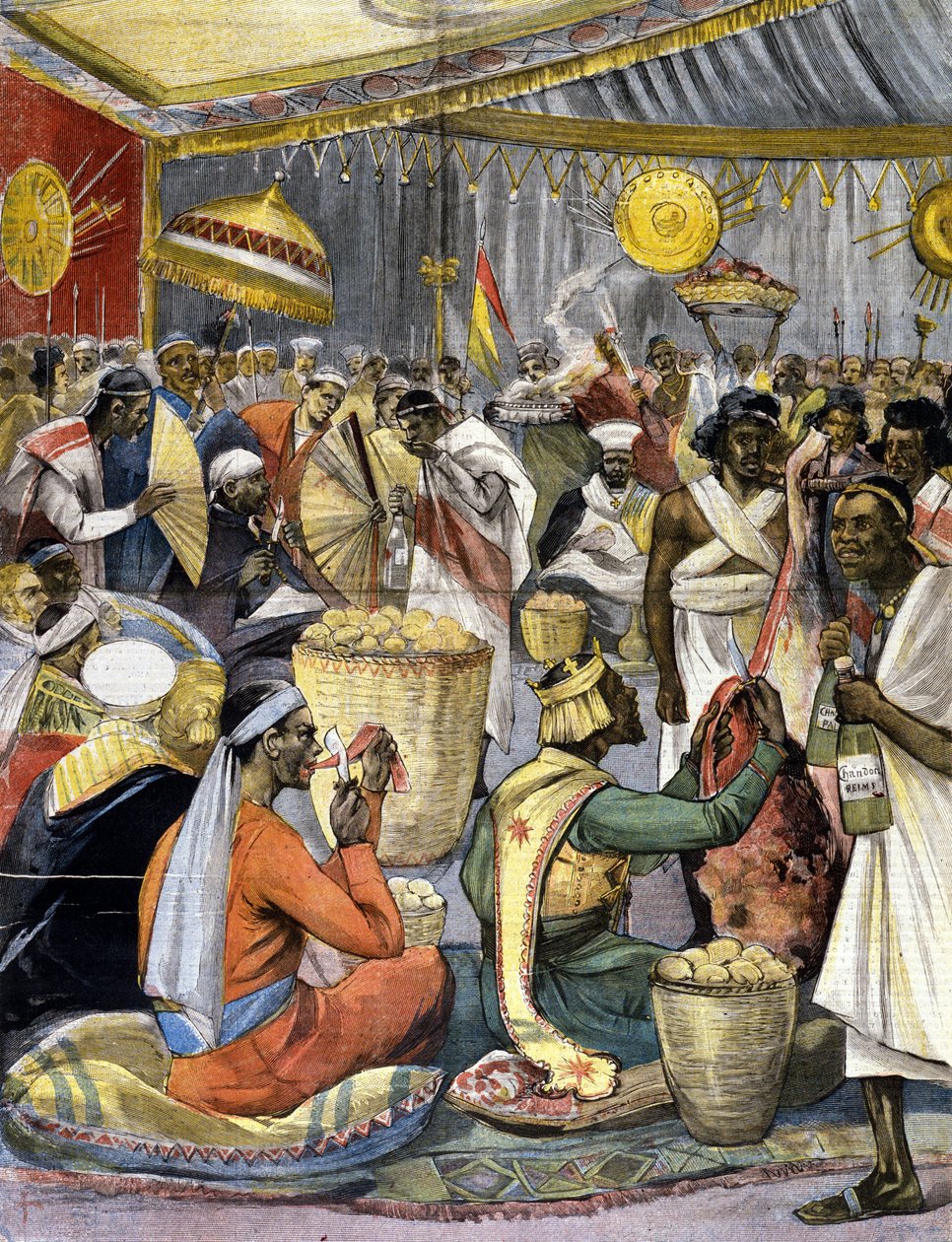 Un banquet à la cour du roi Ménélik II (1844 - 1913) en Éthiopie. Illustration pour la presse de la fin du 19e siècle - Unknown artist