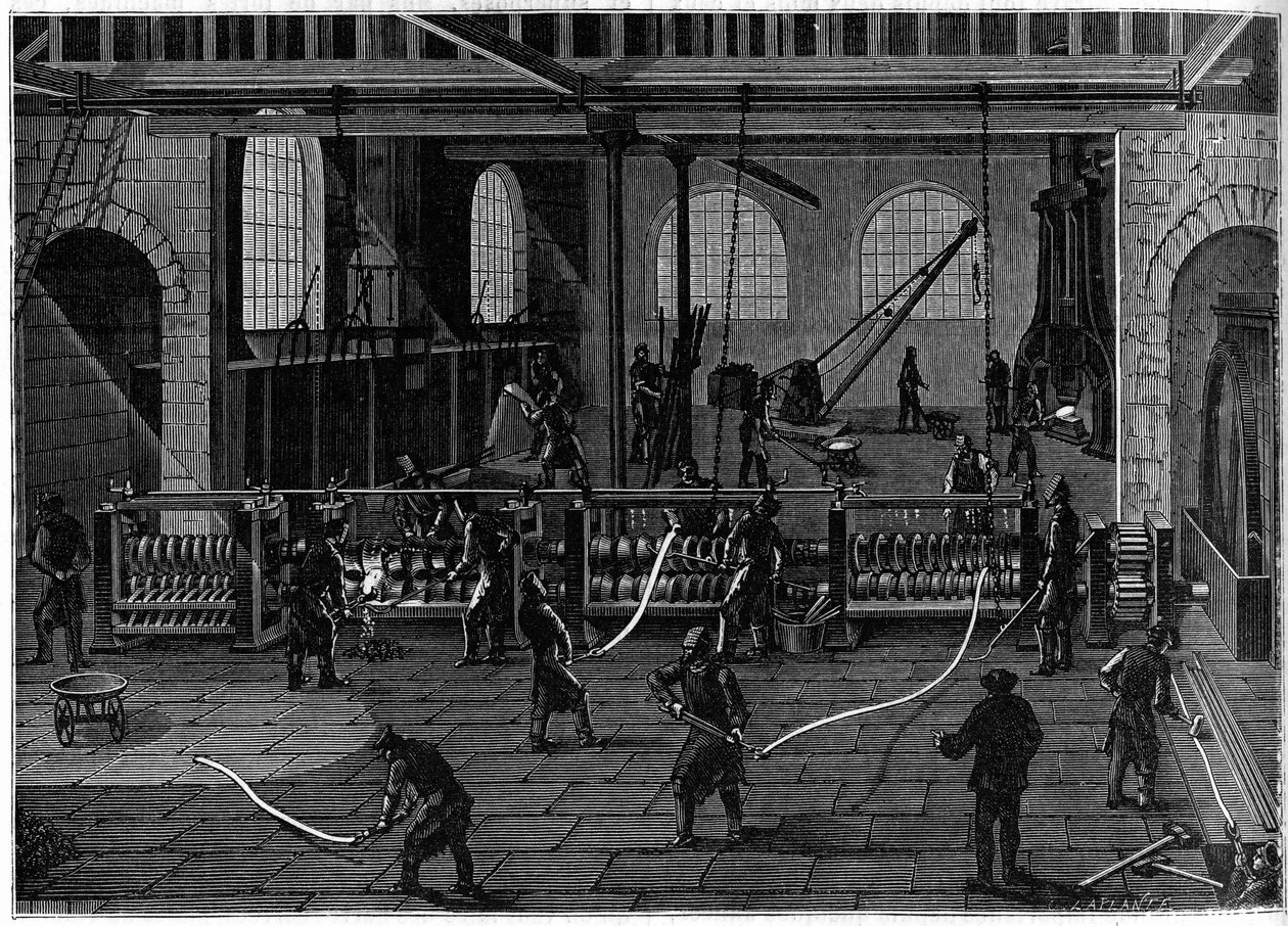 Un atelier de dessin sur cuivre en Angleterre. Gravure dans le journal illustré « La jeunesse » - Unknown artist