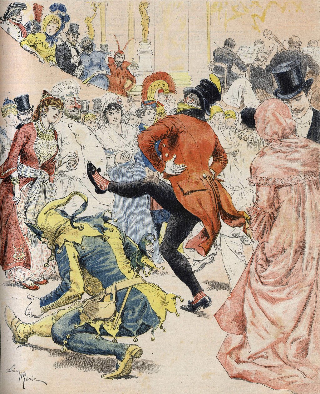 Un bal costumé au 19ème siècle. Illustration d