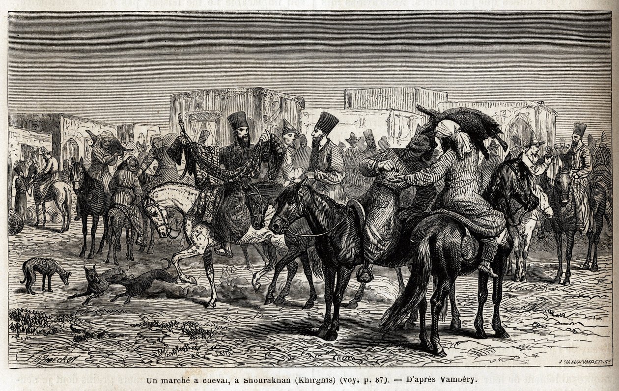 Promenade à cheval à Shurakhan (Kirghizistan). Dessin d