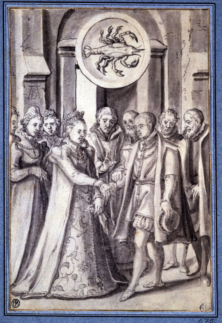 Un mariage au 17e siècle, sous le signe du cancer - Unknown artist