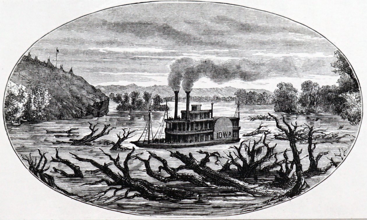 Un bateau à aubes sur le Missouri supérieur - Unknown artist