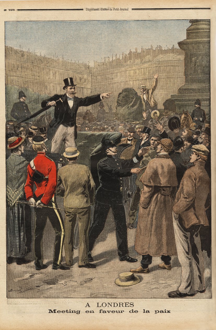 Réunion pour la paix au Transvaal, Trafalgar Square, Londres. Gravure dans « Le petit journal » 8/9/1899. Collection Selva - Unknown artist