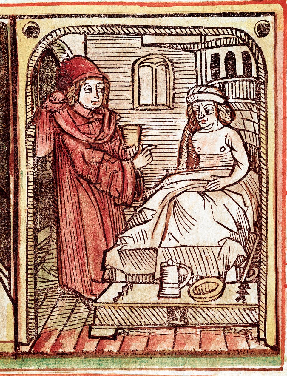 Un médecin donne à son patient un traitement à base de plantes médicinales - Unknown artist