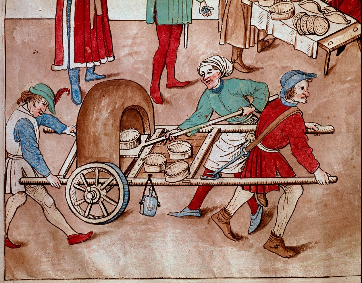 Un boulanger ambulant. Miniature des "Chroniques du Concile de Constance" par Ulrich Richental (1360-1437) vers 1438 Prague, bibliothèque nationale - Unknown artist