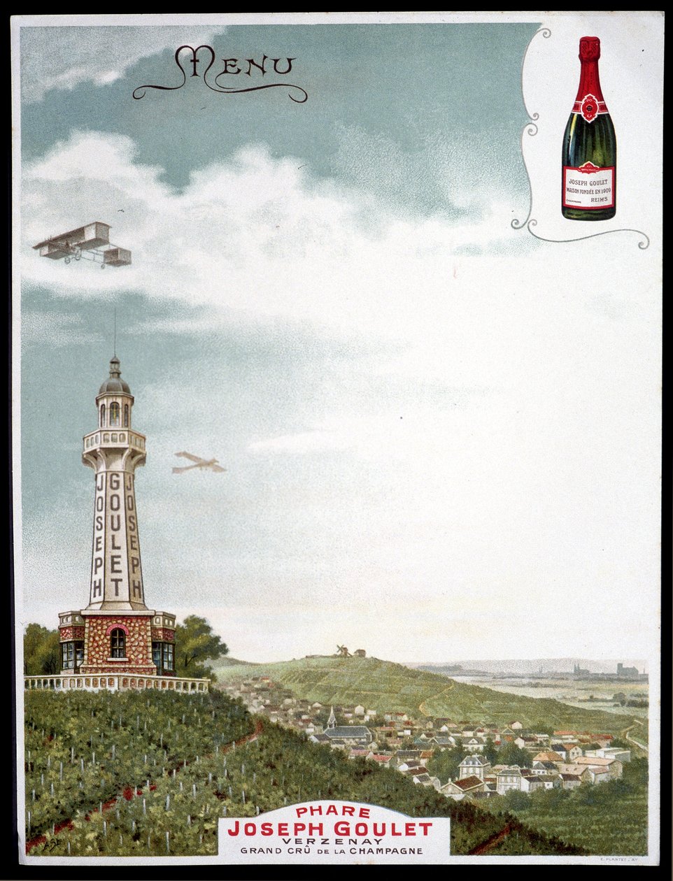 Publicité de la marque Joseph Goulet - Verzenay - Grand cru de la Champagne - Unknown artist