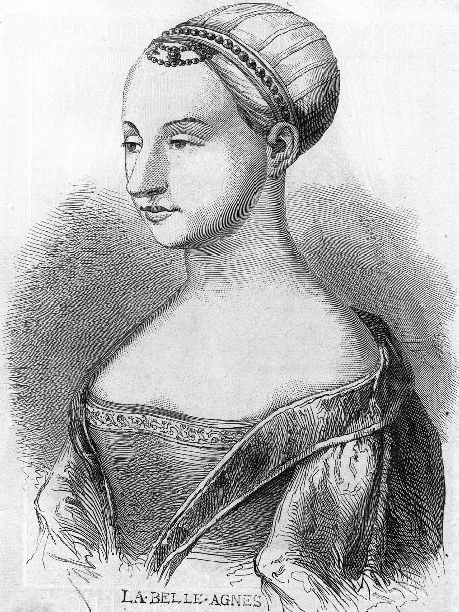 Agnès Sorel (1422-1450) (Dame de Beauté-sur-Marne), connue sous le nom de "La Belle Agnès", favorite de Charles VII. Gravure du 19ème siècle - Unknown artist