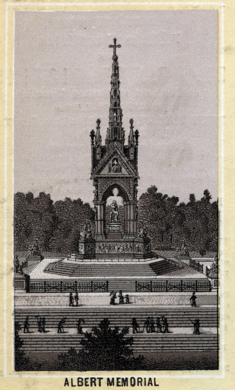 Albert Memorial, Londres, Angleterre. Chromolithographie de la fin du XIXe siècle - Unknown artist