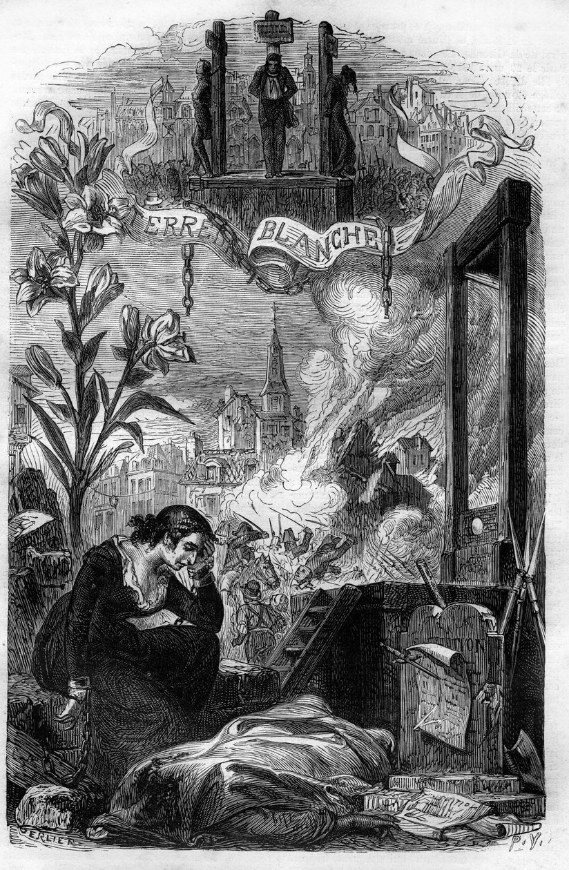 Allégorie de La Terreur blanche en France en 1815 (réaction royaliste qui a eu lieu, après la chute de Napoléon, contre les bonapartistes et les anciens révolutionnaires). Gravure du 19ème siècle. - Unknown artist