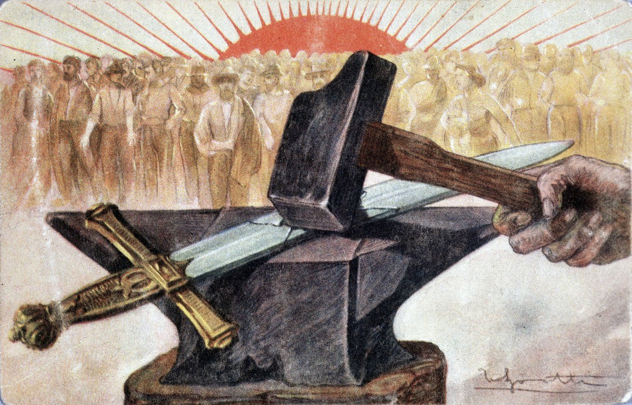 Allégorie du socialisme avec des symboles ouvriers (enclume et marteau) - Unknown artist