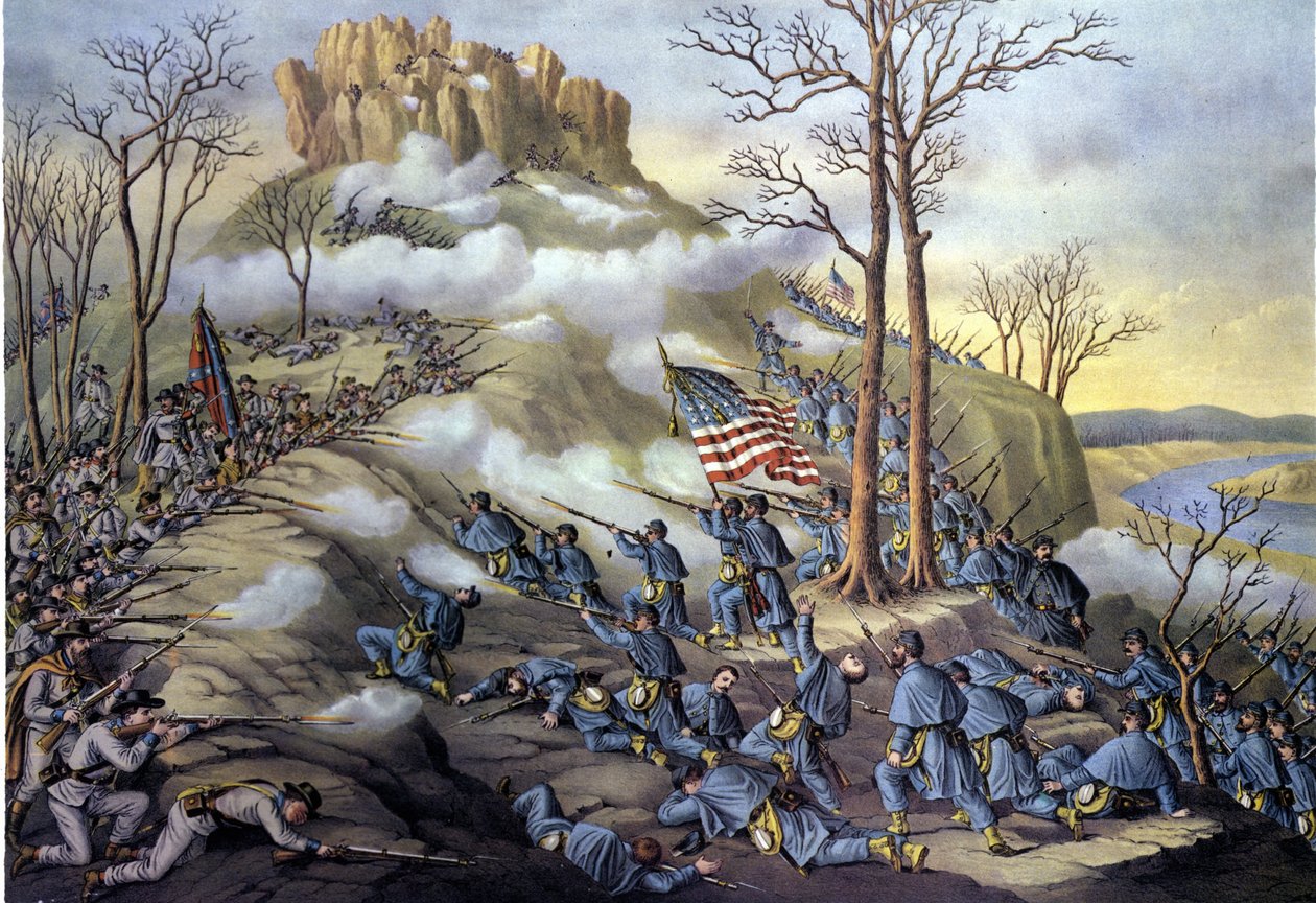 Guerre de Sécession américaine ou Guerre civile (1861 - 1865) : 23/11/1863, Bataille de Lookout Mountain au Tennessee, un assaut connu aujourd