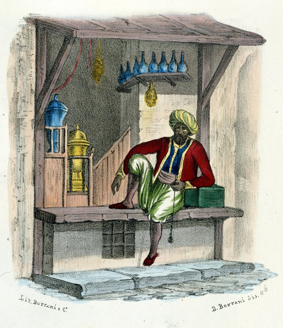 Un vendeur arabe, gravure vers 1850 - Unknown artist