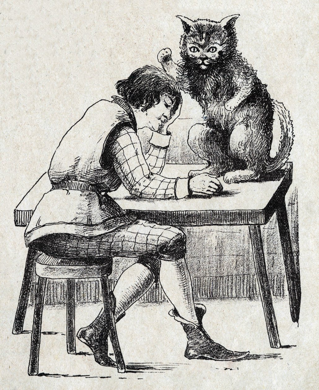 Illustration anonyme pour "Le chat botté", conte de Charles Perrault (1628-1703), écrivain français. Imagerie Marcel Vagne, Jarville Nancy, sans date (fin XIXe siècle). - Unknown artist