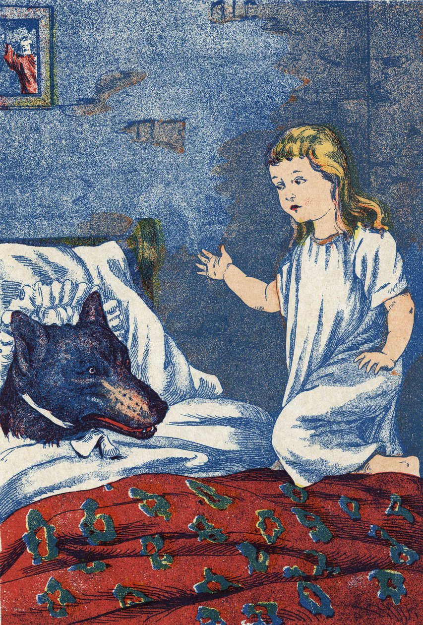 Illustration anonyme pour « Le Petit Chaperon rouge », conte de Charles Perrault (1628-1703), écrivain français. Imagerie Marcel Vagne, Jarville Nancy, fin du XIXe siècle. - Unknown artist