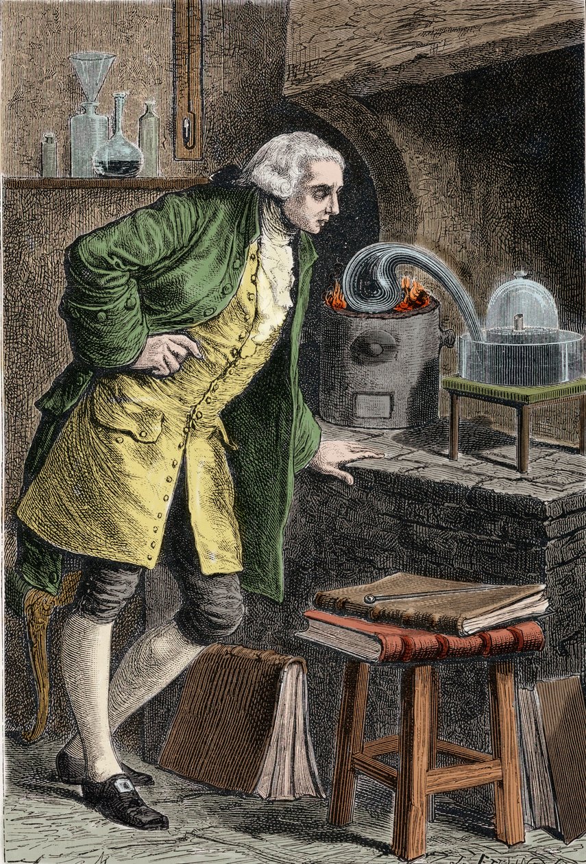 Antoine Laurent Lavoisier (1743-1894) chimiste français, investiguant l