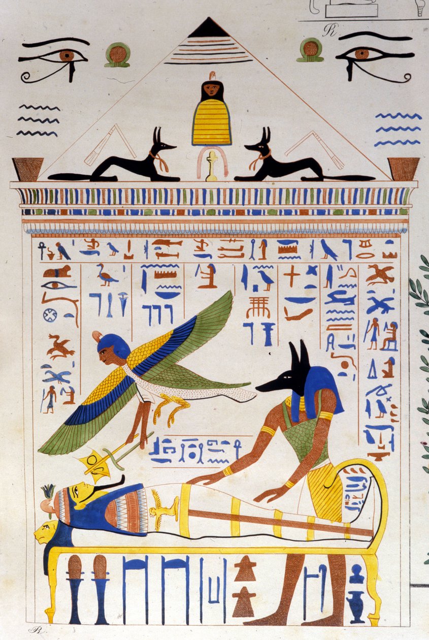 Anubis prend soin de la momie tandis que l