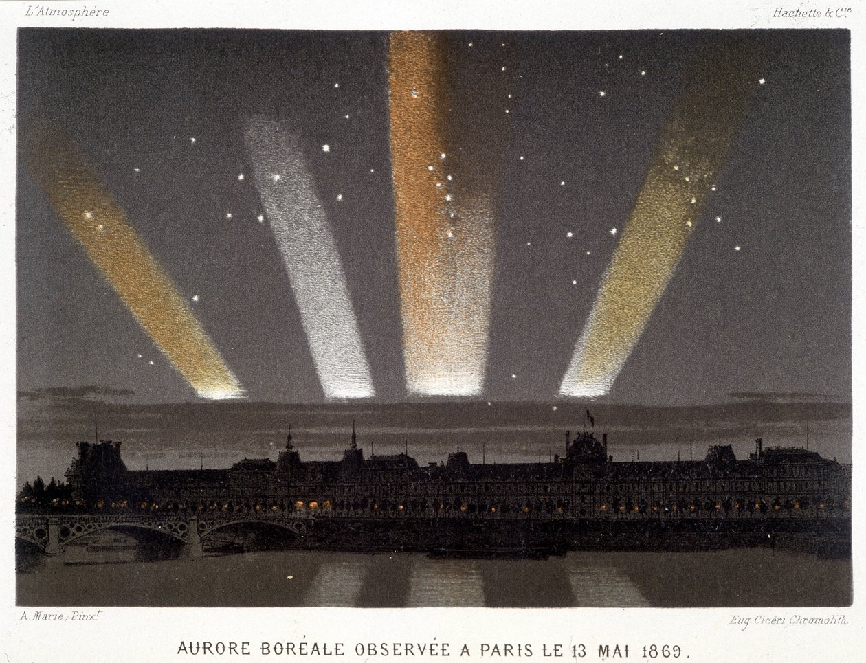 Aurore boréale observée à Paris le 13/05/1869 - dans « Magnétisme et Électricité » par Amédée Guillemin - Unknown artist
