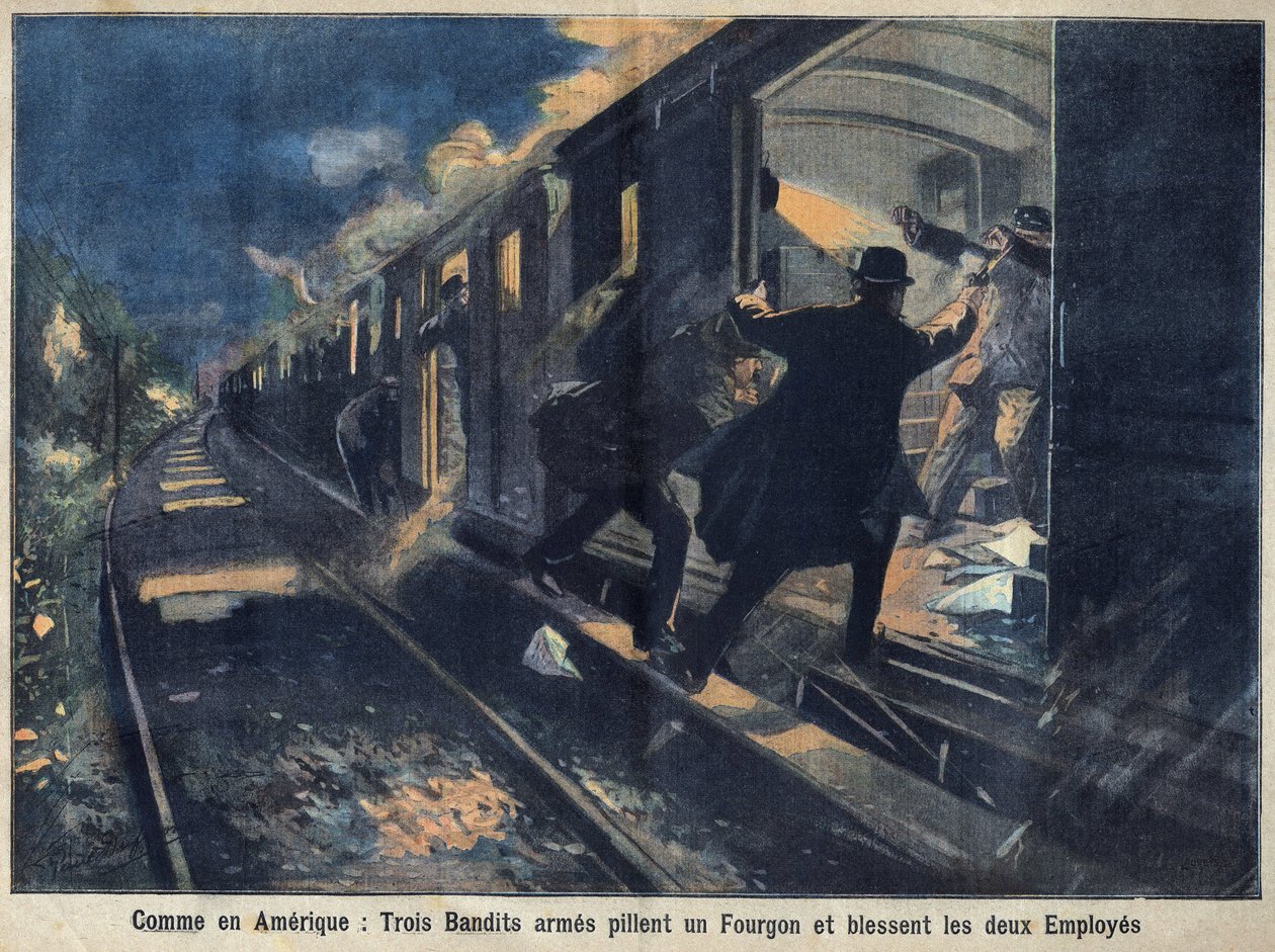 Bandits attaquant un train, France - Unknown Artist