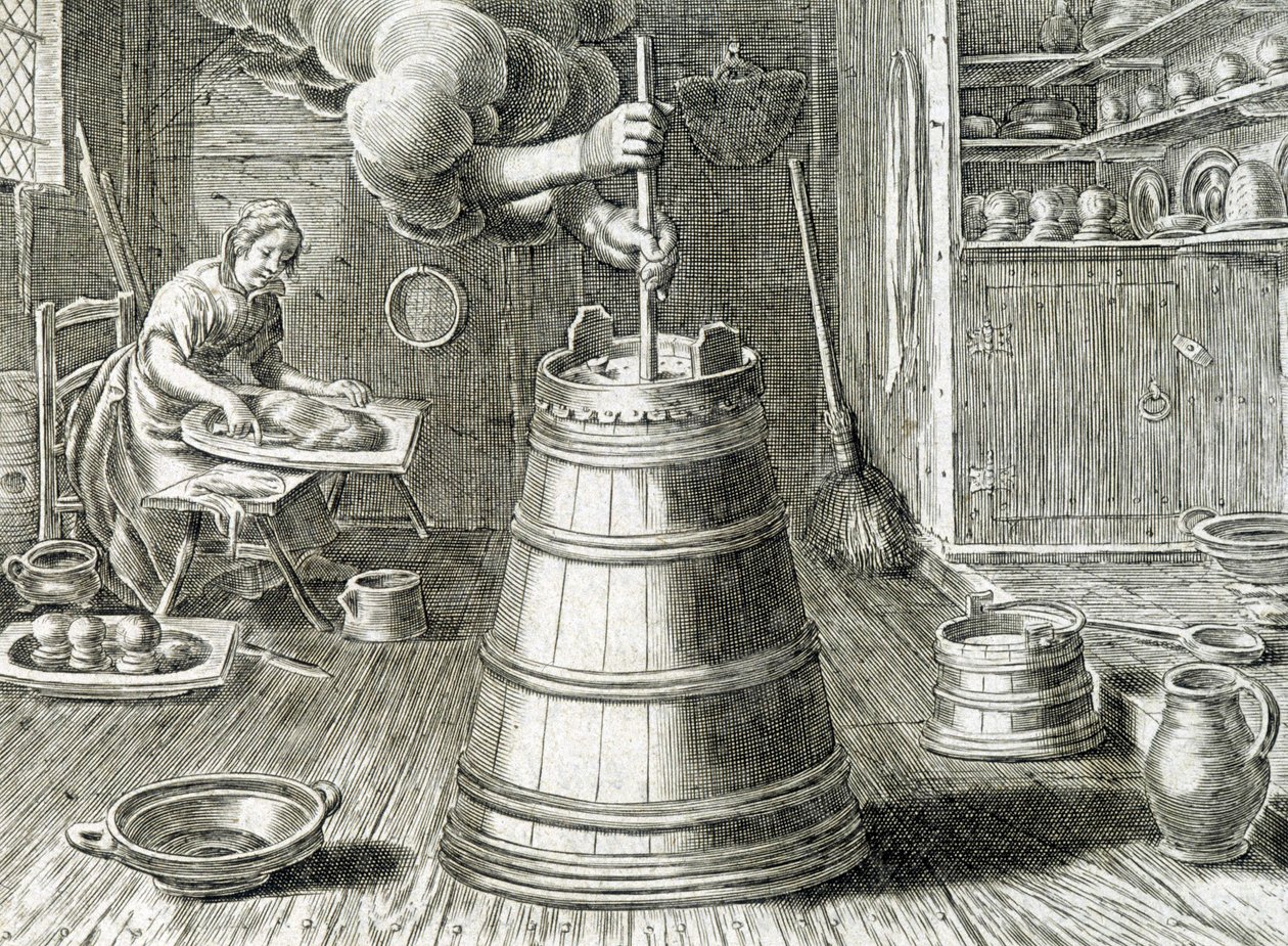 Baratte pour la fabrication du beurre et du fromage - gravure - Unknown artist