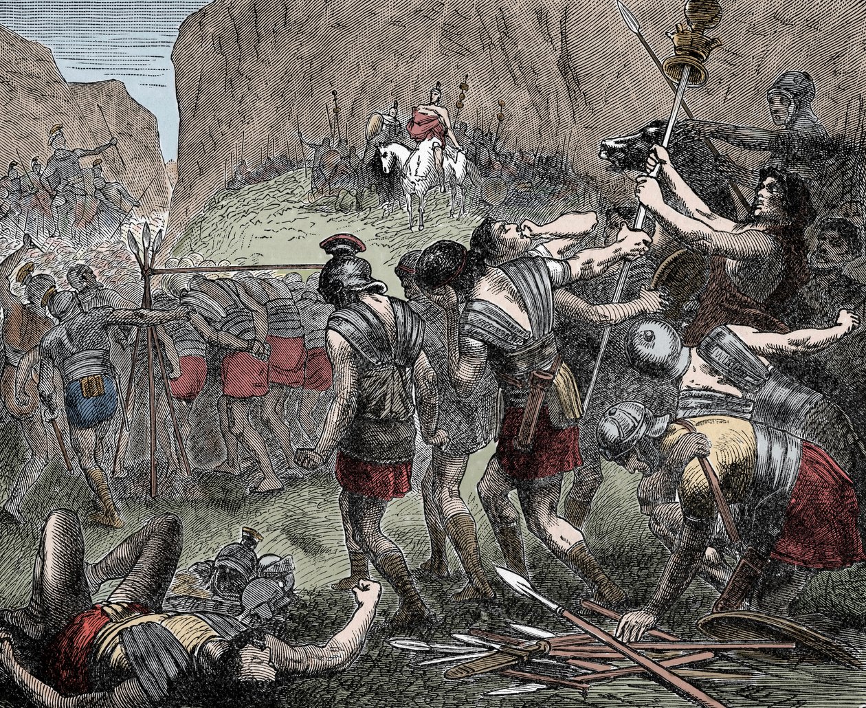 Bataille des Fourches Caudines - 321 av. J.-C. entre les Romains et les Samnites pendant la Deuxième Guerre Samnite - Unknown artist
