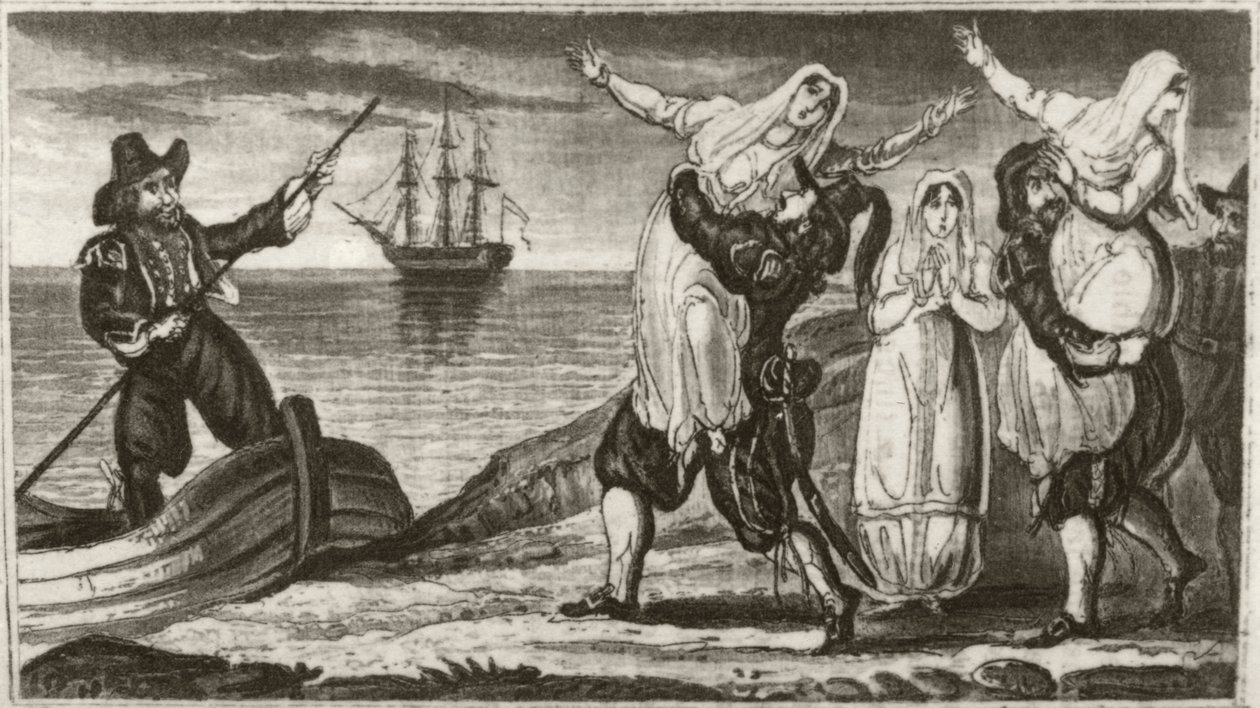 Beakes le pirate hollandais et son équipage emportant de force des nonnes d