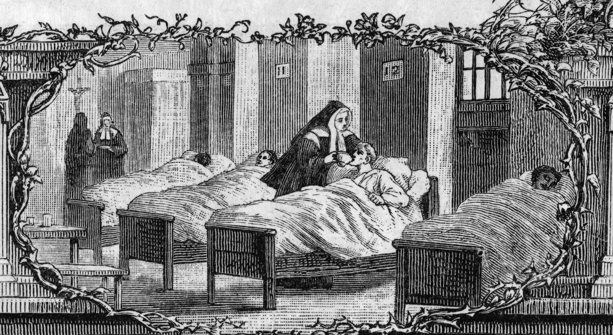 Bernadette Soubirous (1844-1879) en habit de religieuse soignant les malades - Unknown artist