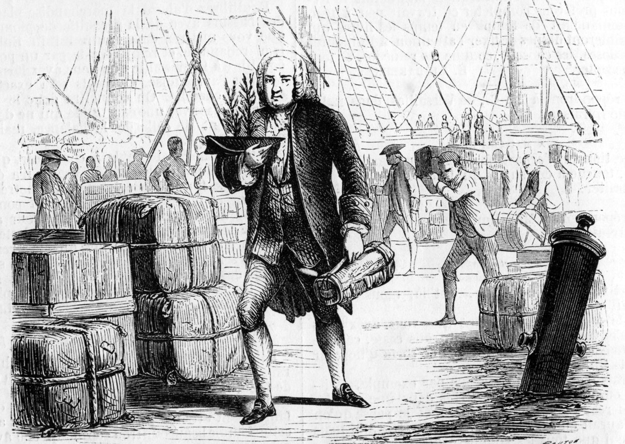 Bernard de JUSSIEU (1699-1777), botaniste et naturaliste français, rapportant un cèdre du LIBAN. Gravure 1856 - Unknown artist