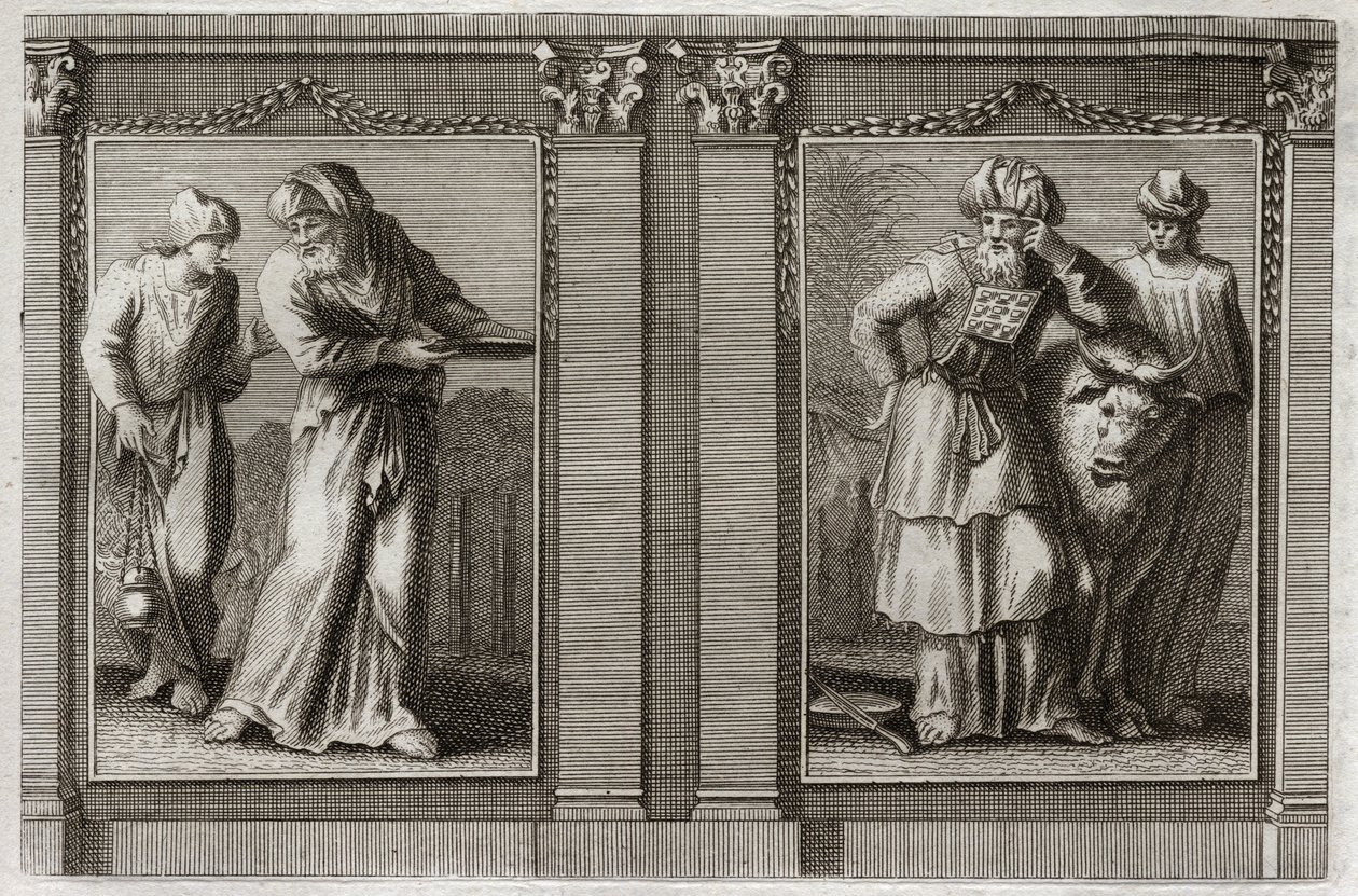 Bible de Royaumont, Ancien Testament : Vêtements des prêtres. Figure des vêtements du Grand Prêtre et des autres Lévites. Illustration de 1811. - Unknown artist