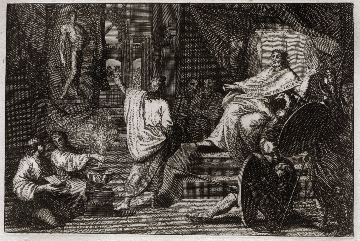 Bible de Royaumont, Ancien Testament : Daniel prophète. Le prophète Daniel révèle au roi Nabuchodonosor II un rêve qu